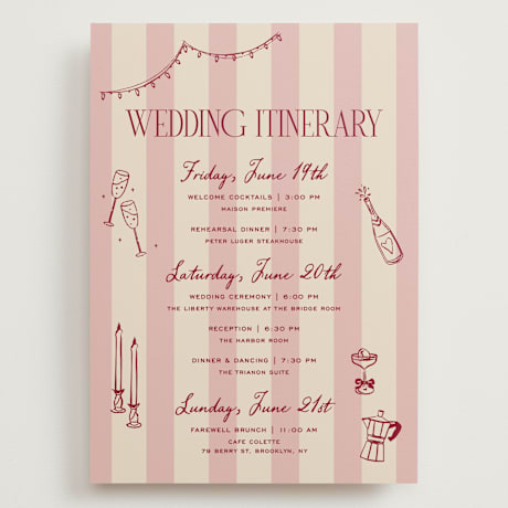 Grand Wedding Weekend Itinerary Cards