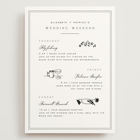 Grand Wedding Weekend Itinerary Cards