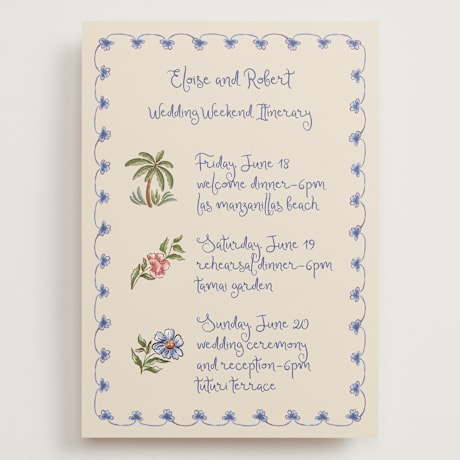 Grand Wedding Weekend Itinerary Cards