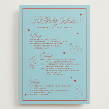 Grand Wedding Weekend Itinerary Cards