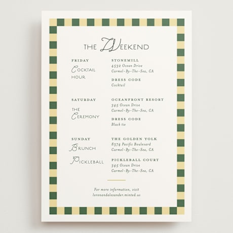 Grand Wedding Weekend Itinerary Cards