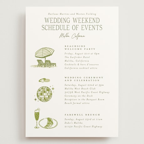 Grand Wedding Weekend Itinerary Cards