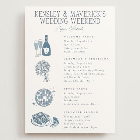 Grand Wedding Weekend Itinerary Cards