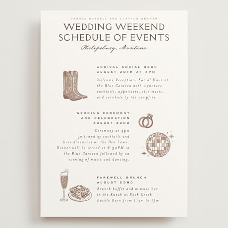 Grand Wedding Weekend Itinerary Cards