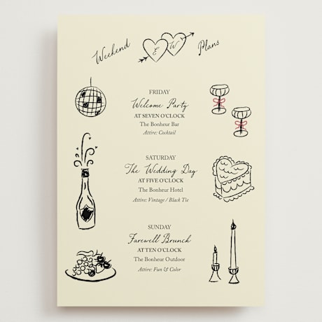 Grand Wedding Weekend Itinerary Cards