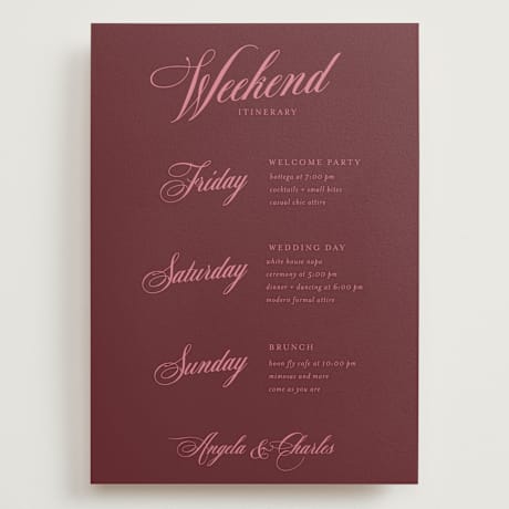 Grand Wedding Weekend Itinerary Cards