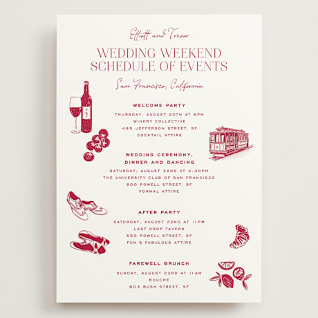 Grand Wedding Weekend Itinerary Cards