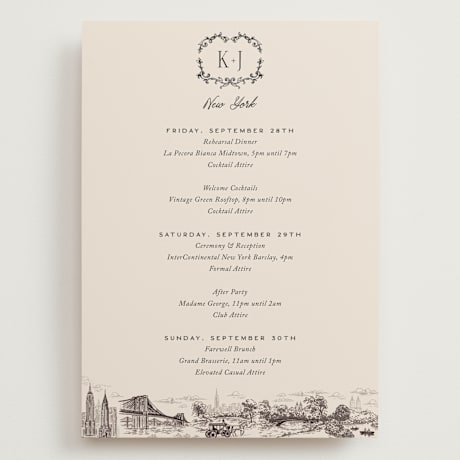 Grand Wedding Weekend Itinerary Cards