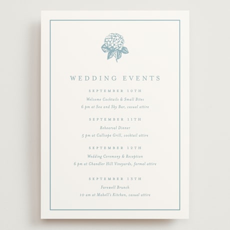 Grand Wedding Weekend Itinerary Cards