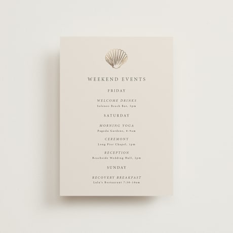 Foil-Pressed Petite Wedding Weekend Itinerary Cards