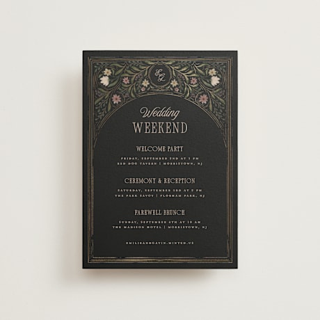 Foil-Pressed Petite Wedding Weekend Itinerary Cards