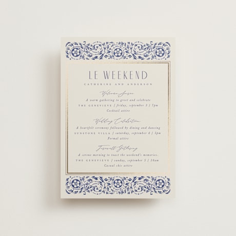 Foil-Pressed Petite Wedding Weekend Itinerary Cards