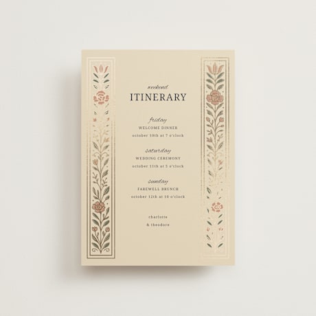 Foil-Pressed Petite Wedding Weekend Itinerary Cards