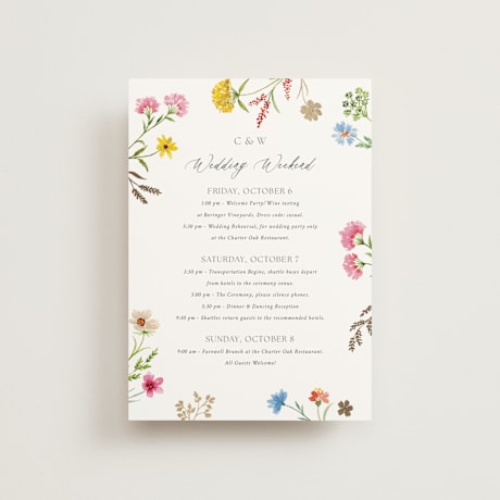 Foil-Pressed Petite Wedding Weekend Itinerary Cards