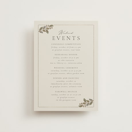 Foil-Pressed Petite Wedding Weekend Itinerary Cards