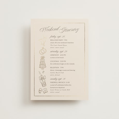 Foil-Pressed Petite Wedding Weekend Itinerary Cards