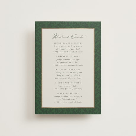 Foil-Pressed Petite Wedding Weekend Itinerary Cards