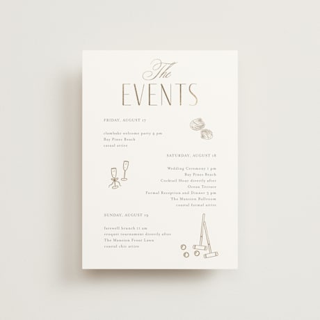 Foil-Pressed Petite Wedding Weekend Itinerary Cards