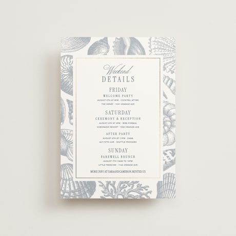 Foil-Pressed Petite Wedding Weekend Itinerary Cards