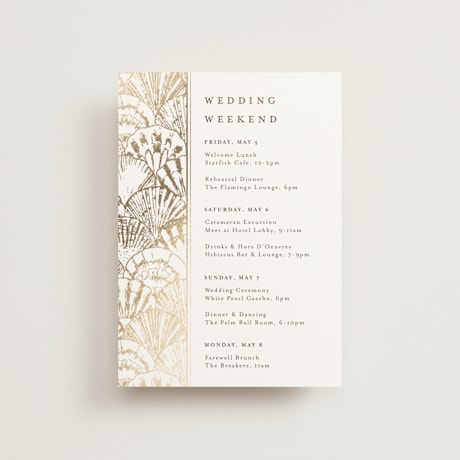 Foil-Pressed Petite Wedding Weekend Itinerary Cards