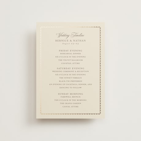 Foil-Pressed Petite Wedding Weekend Itinerary Cards