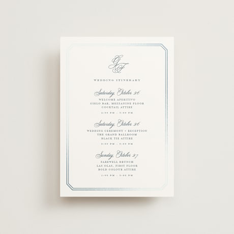 Foil-Pressed Petite Wedding Weekend Itinerary Cards
