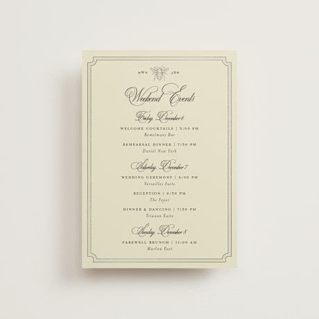 Foil-Pressed Petite Wedding Weekend Itinerary Cards
