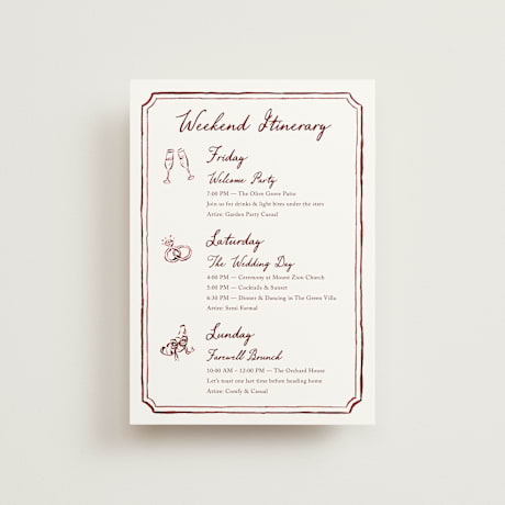 Petite Wedding Weekend Itinerary Cards