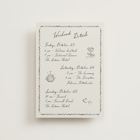 Petite Wedding Weekend Itinerary Cards