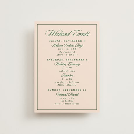 Petite Wedding Weekend Itinerary Cards