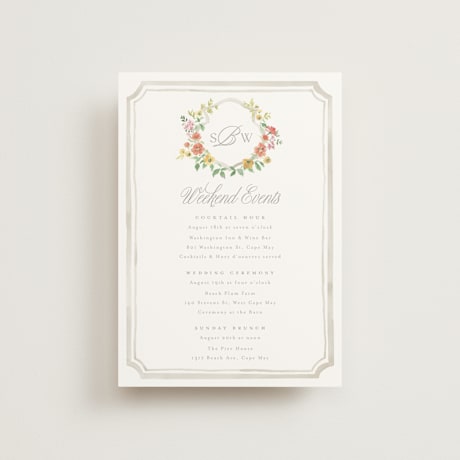 Petite Wedding Weekend Itinerary Cards