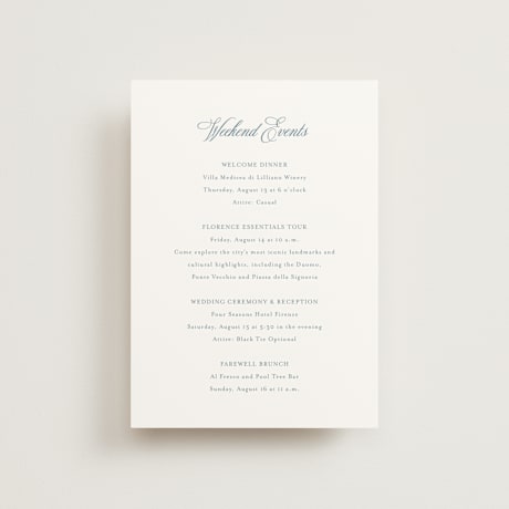 Petite Wedding Weekend Itinerary Cards