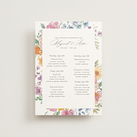 Petite Wedding Weekend Itinerary Cards