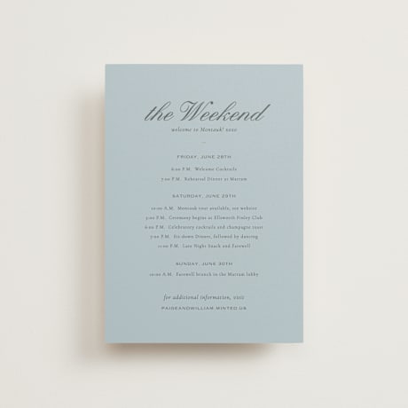 Petite Wedding Weekend Itinerary Cards