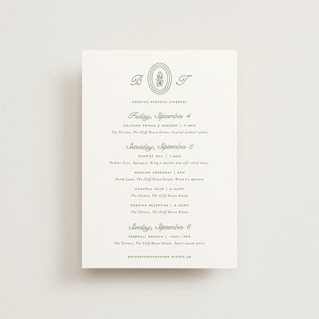 Petite Wedding Weekend Itinerary Cards