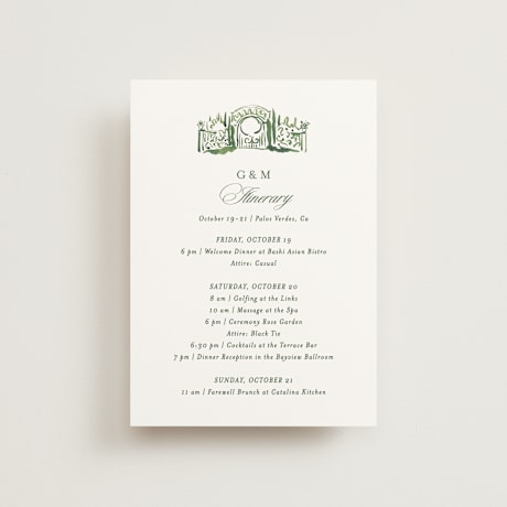 Petite Wedding Weekend Itinerary Cards