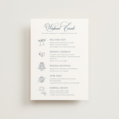Petite Wedding Weekend Itinerary Cards