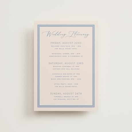 Petite Wedding Weekend Itinerary Cards