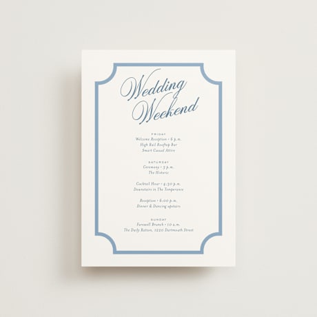 Petite Wedding Weekend Itinerary Cards