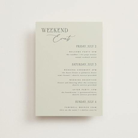 Petite Wedding Weekend Itinerary Cards