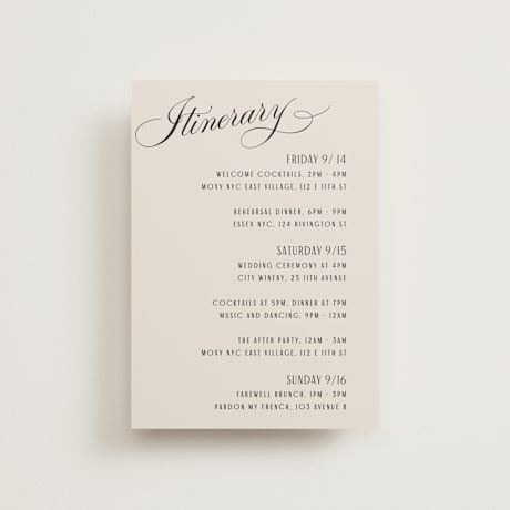 Petite Wedding Weekend Itinerary Cards