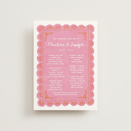 Petite Wedding Weekend Itinerary Cards