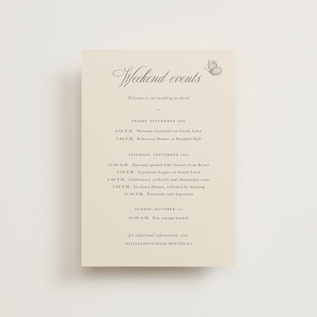Petite Wedding Weekend Itinerary Cards