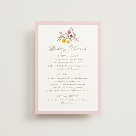 Petite Wedding Weekend Itinerary Cards