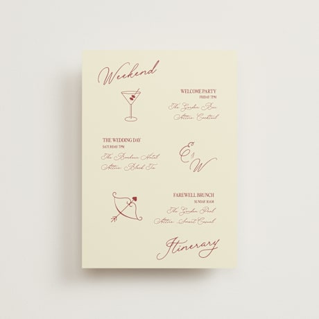 Petite Wedding Weekend Itinerary Cards