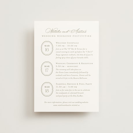 Petite Wedding Weekend Itinerary Cards