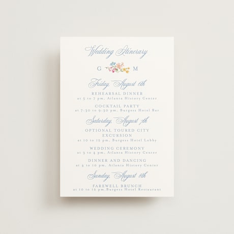 Petite Wedding Weekend Itinerary Cards