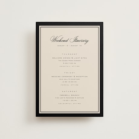Petite Wedding Weekend Itinerary Cards