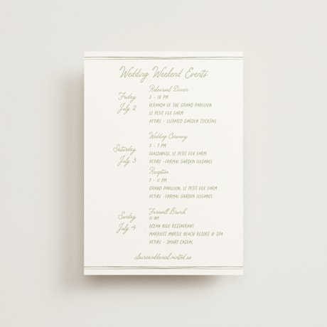 Petite Wedding Weekend Itinerary Cards