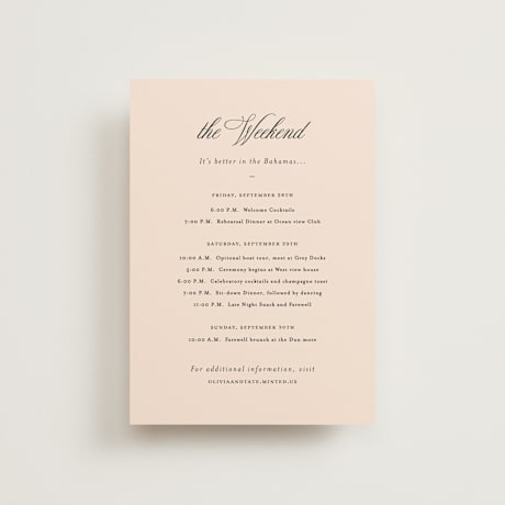Petite Wedding Weekend Itinerary Cards